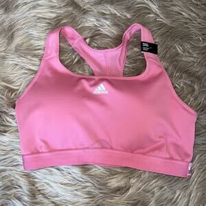 New Adidas womens training medium support pink strata sports bra size 2X